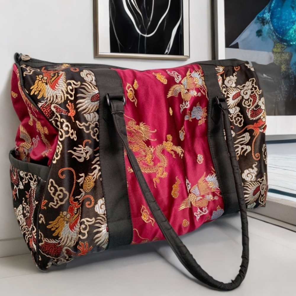 YZS dragon print duffel bag bag